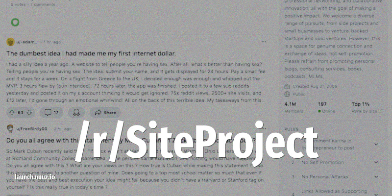 Reddit: r/SideProject