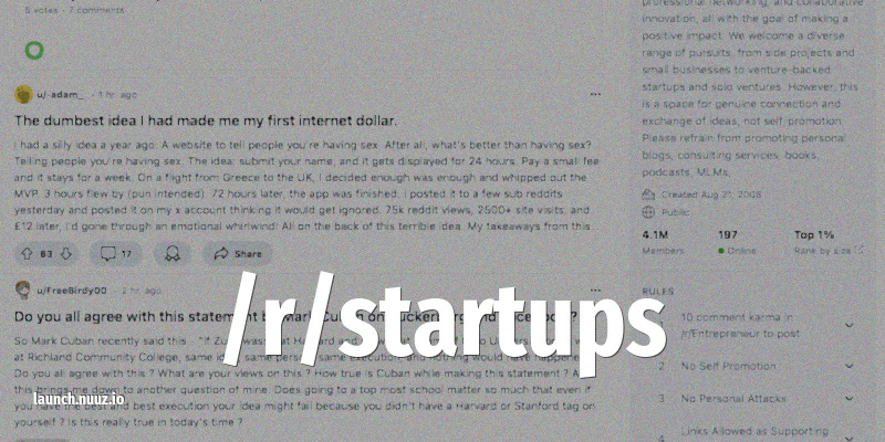 Reddit: r/startups