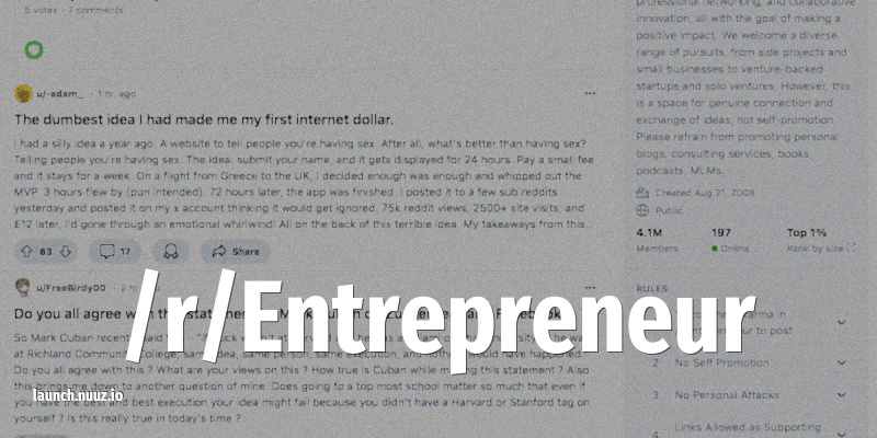 Reddit: r/Entrepreneur